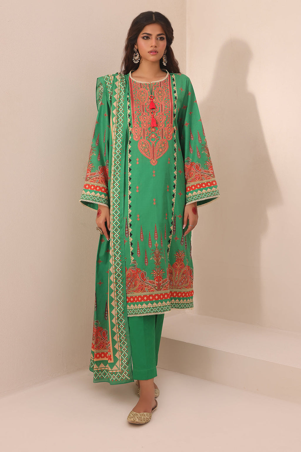 Zellbury | Unstitched 3 Piece Lawn | Embroidered Shirt Shalwar Dupatta - 1247 - Libasekhas