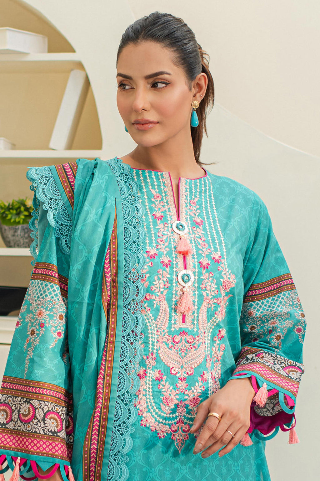 Zellbury | Unstitched 3 Piece Lawn | Embroidered Shirt Shalwar Dupatta - 1249 - Libasekhas
