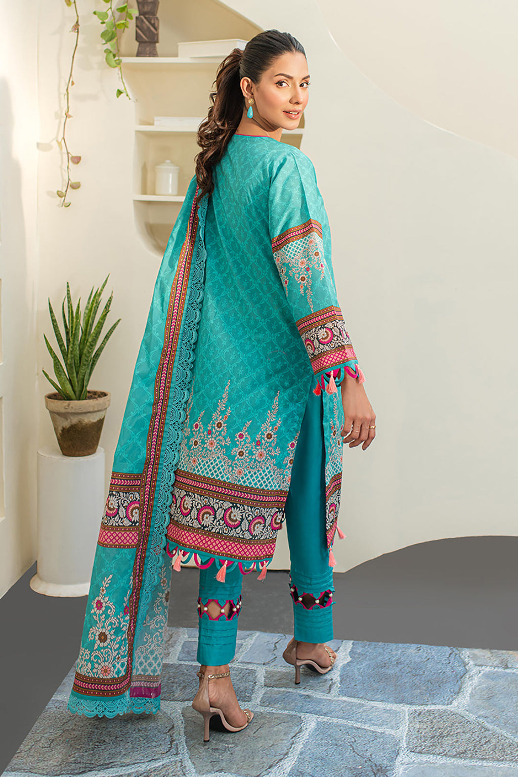 Zellbury | Unstitched 3 Piece Lawn | Embroidered Shirt Shalwar Dupatta - 1249 - Libasekhas