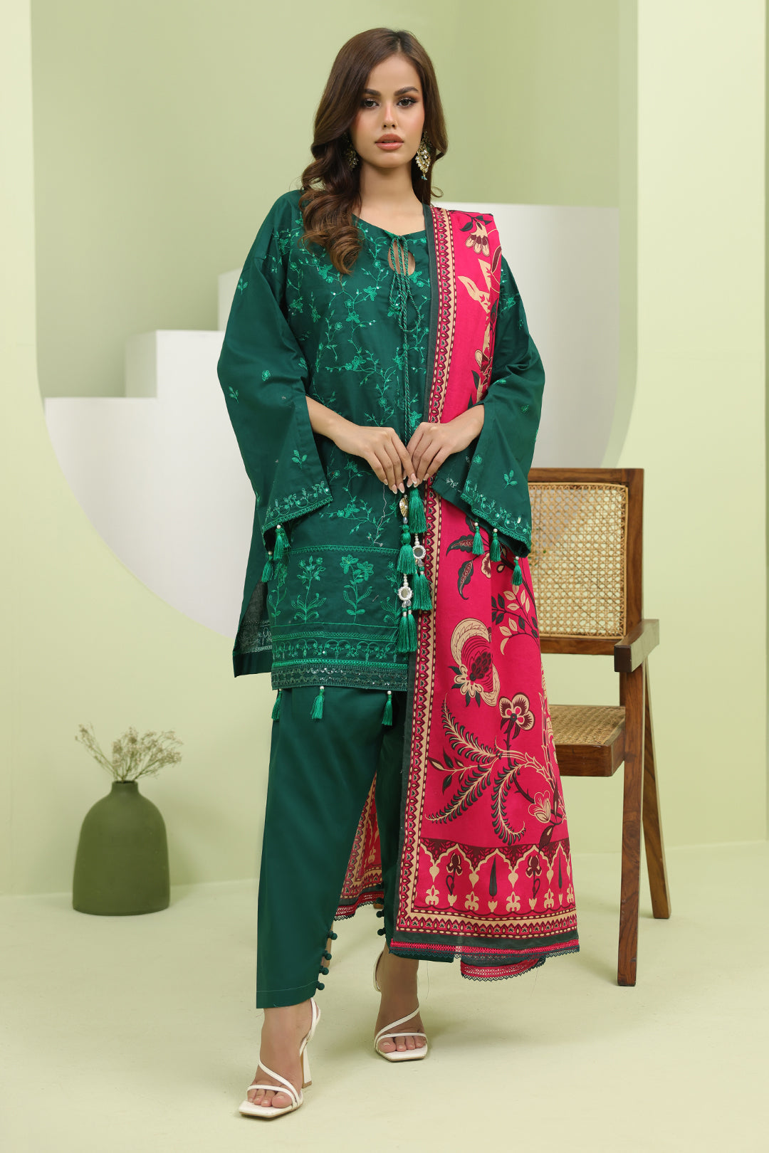Zellbury | Unstitched 3 Piece Lawn | Embroidered Shirt Shalwar Dupatta - 1264 - Libasekhas