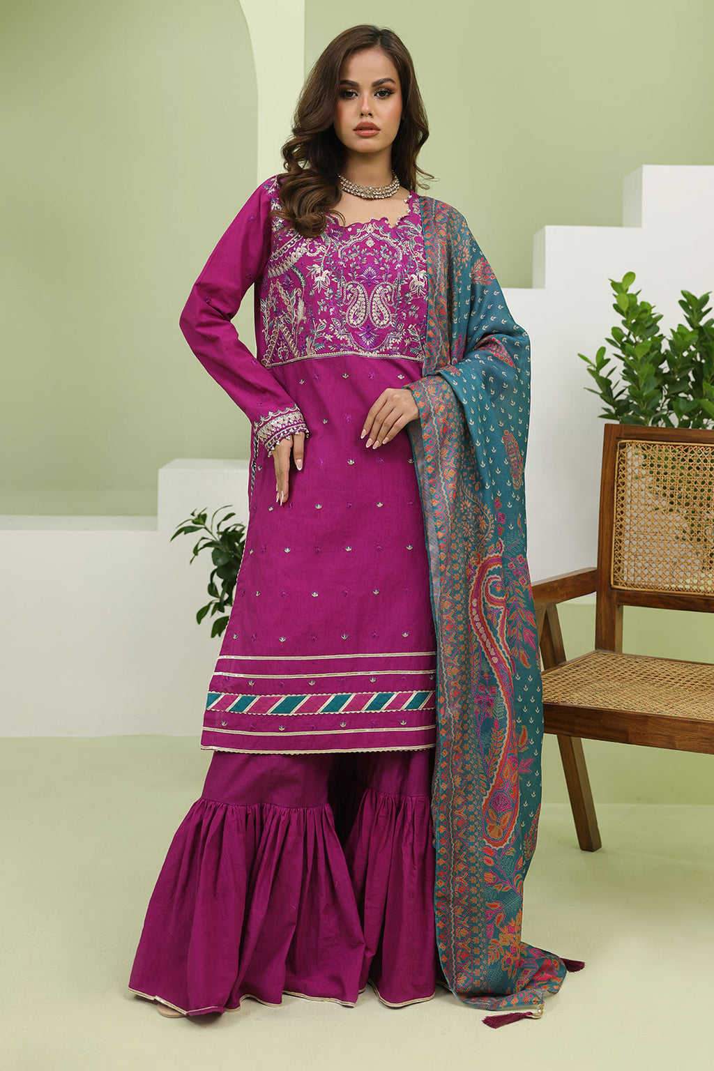 Zellbury | Unstitched 3 Piece Cambric | Embroidered Shirt Shalwar Dupatta - 1269 - Libasekhas