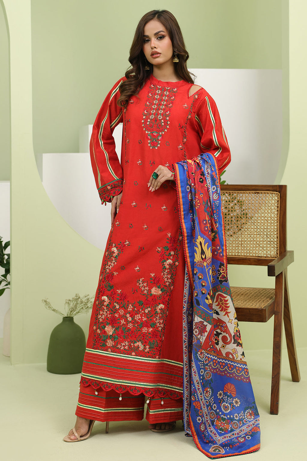 Zellbury | Unstitched 3 Piece Lawn | Embroidered Shirt Shalwar Dupatta - 1271 - Libasekhas