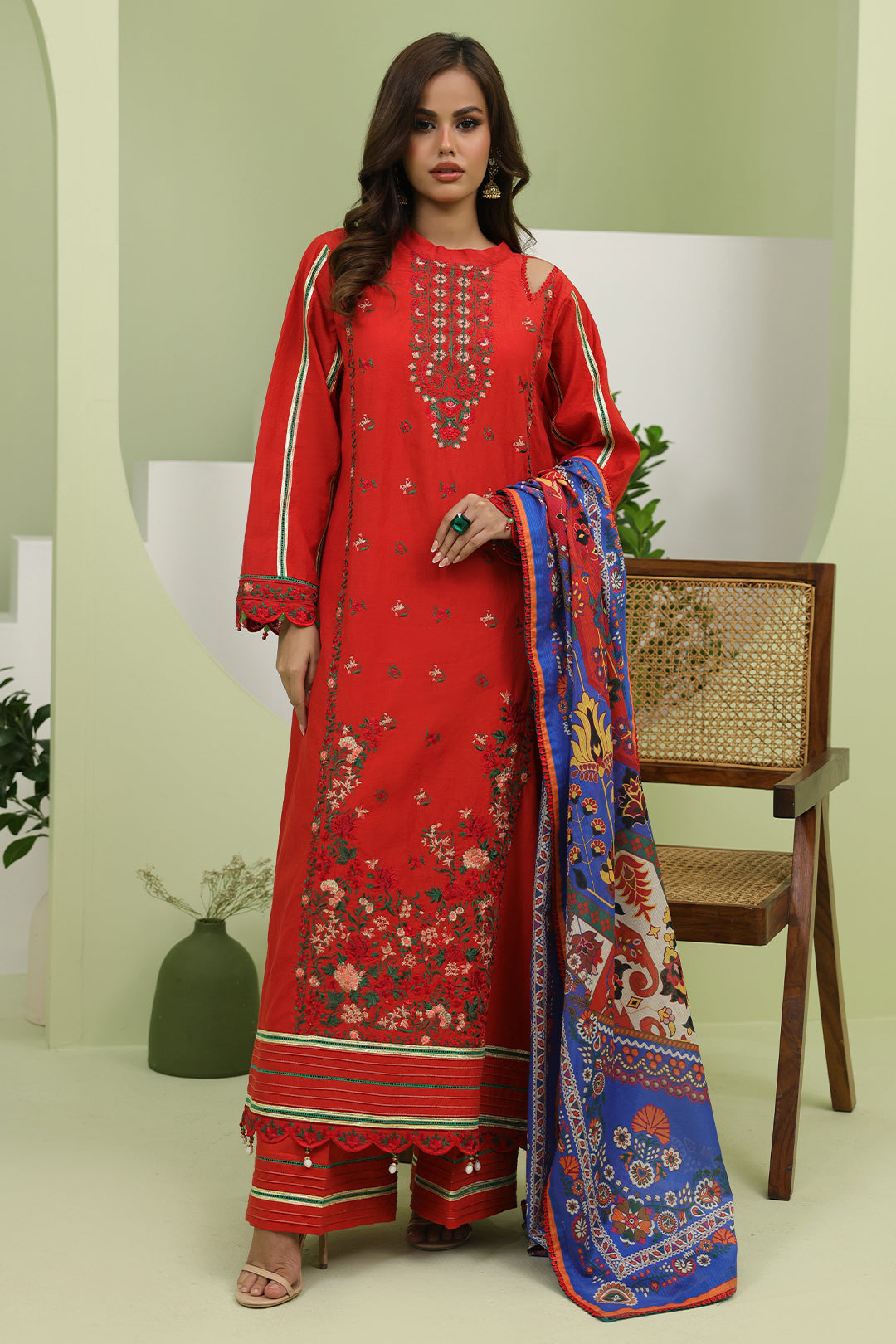 Zellbury | Unstitched 3 Piece Lawn | Embroidered Shirt Shalwar Dupatta - 1271 - Libasekhas