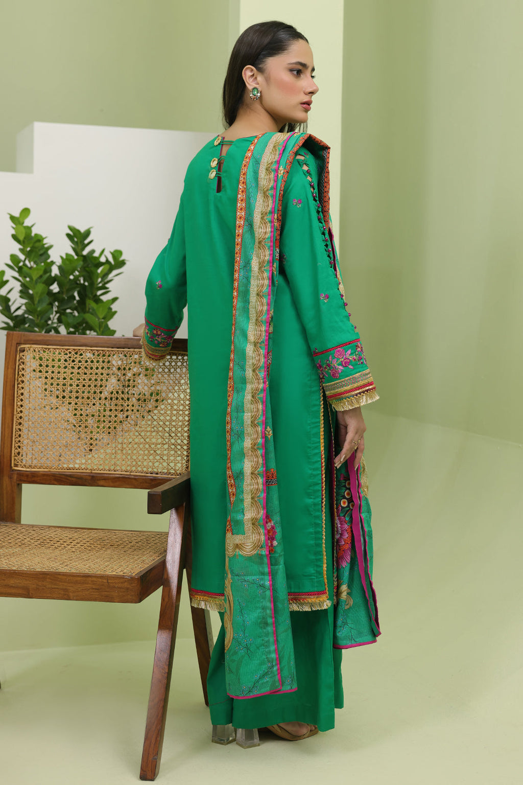 Zellbury | Unstitched 3 Piece Slub | Embroidered Shirt Shalwar Dupatta - 1283 - Libasekhas