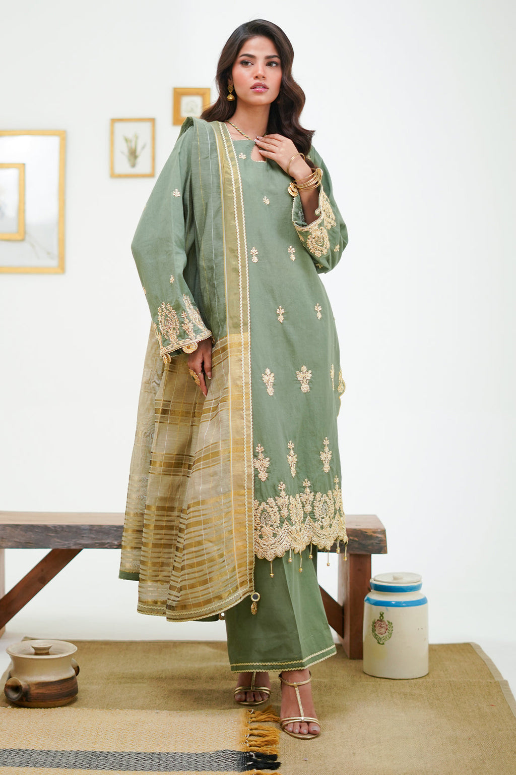 Zellbury | Unstitched 3 Piece Cambric | Embroidered Shirt Shalwar Dupatta - 1284 - Libasekhas