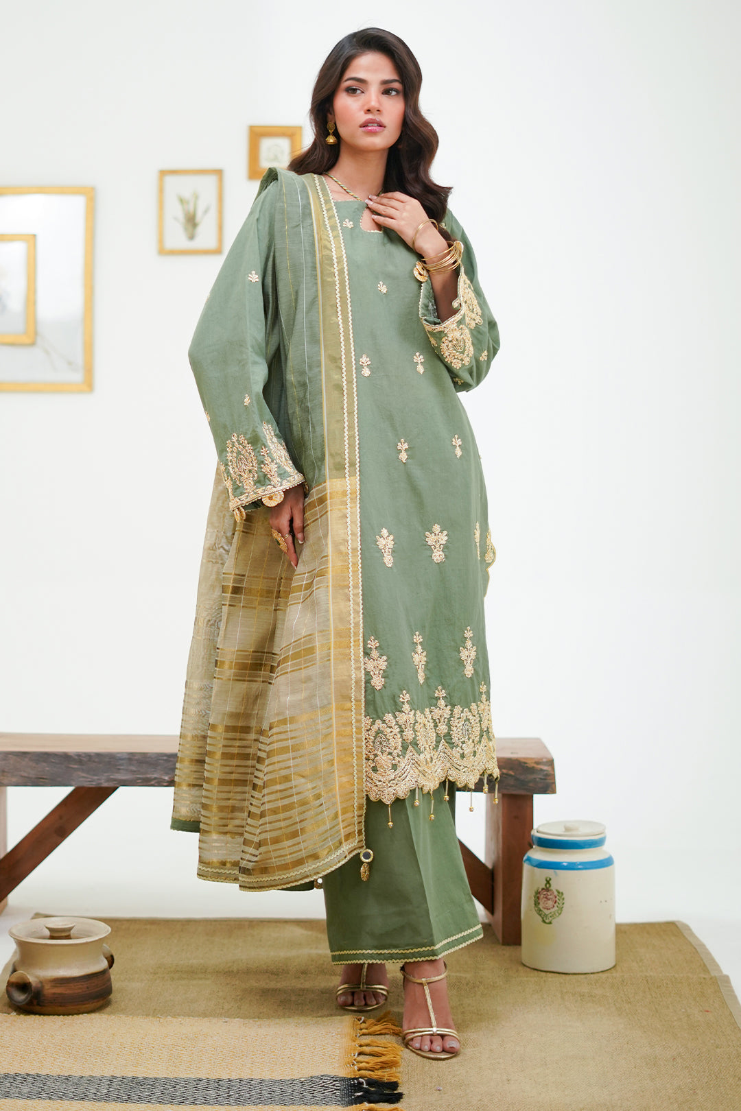Zellbury | Unstitched 3 Piece Cambric | Embroidered Shirt Shalwar Dupatta - 1284 - Libasekhas