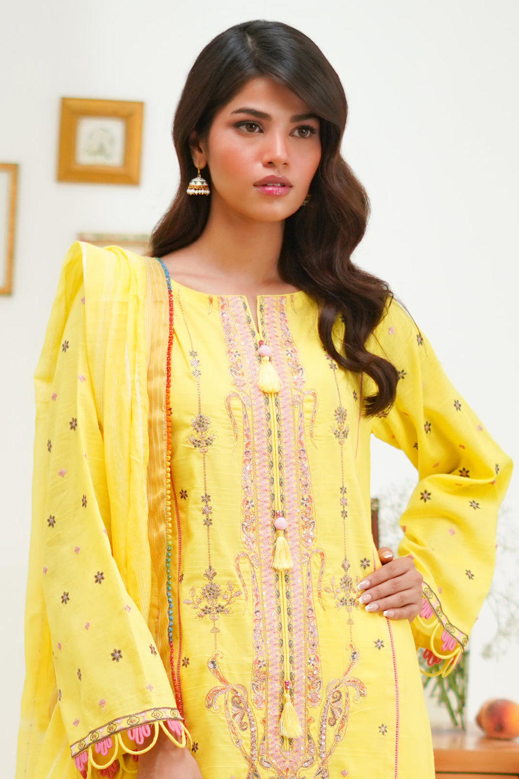 Zellbury | Unstitched 3 Piece Lawn | Embroidered Shirt Shalwar Dupatta - 1285 - Libasekhas