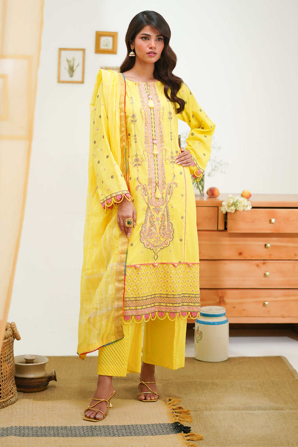 Zellbury | Unstitched 3 Piece Lawn | Embroidered Shirt Shalwar Dupatta - 1285 - Libasekhas