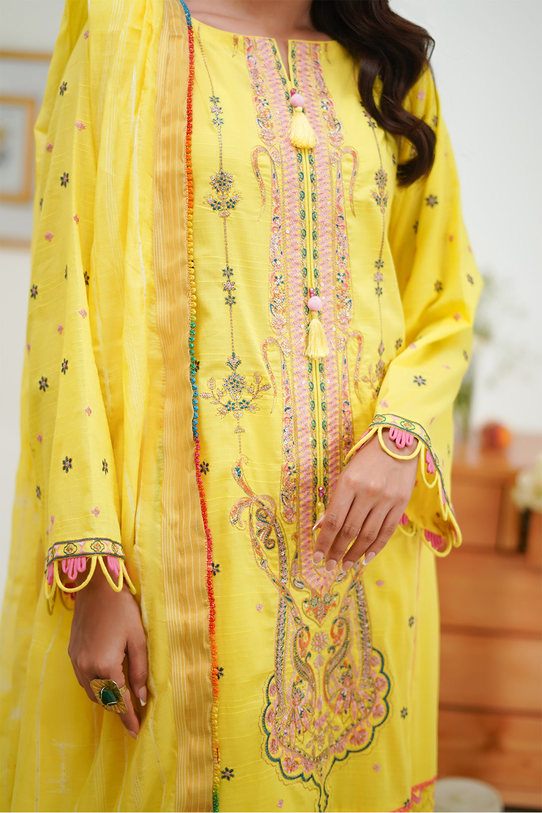 Zellbury | Unstitched 3 Piece Lawn | Embroidered Shirt Shalwar Dupatta - 1285 - Libasekhas