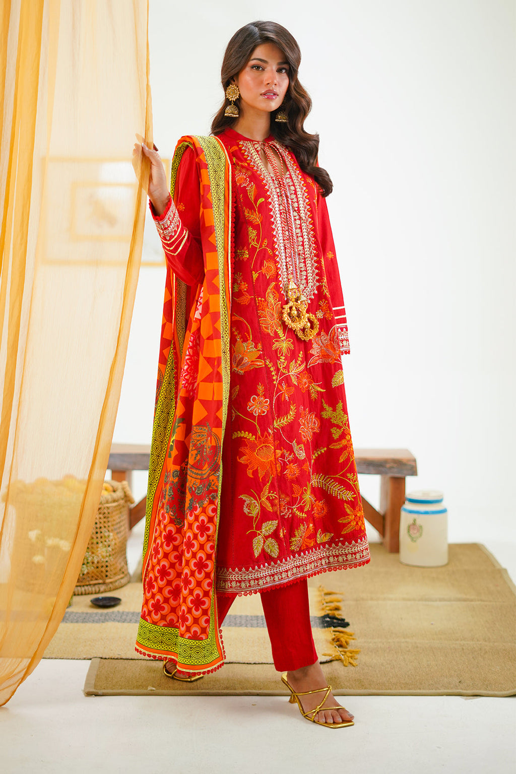Zellbury | Unstitched 3 Piece Lawn | Embroidered Shirt Shalwar Dupatta - 1295 - Libasekhas
