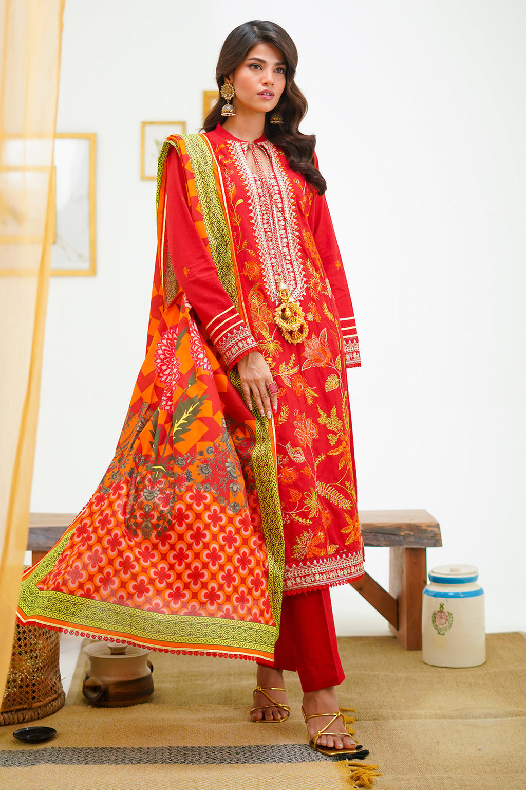 Zellbury | Unstitched 3 Piece Lawn | Embroidered Shirt Shalwar Dupatta - 1295 - Libasekhas