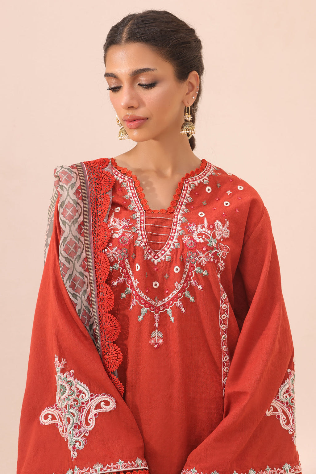 Zellbury | Unstitched 3 Piece Cambric | Embroidered Shirt Shalwar Dupatta - 1544 - Libasekhas