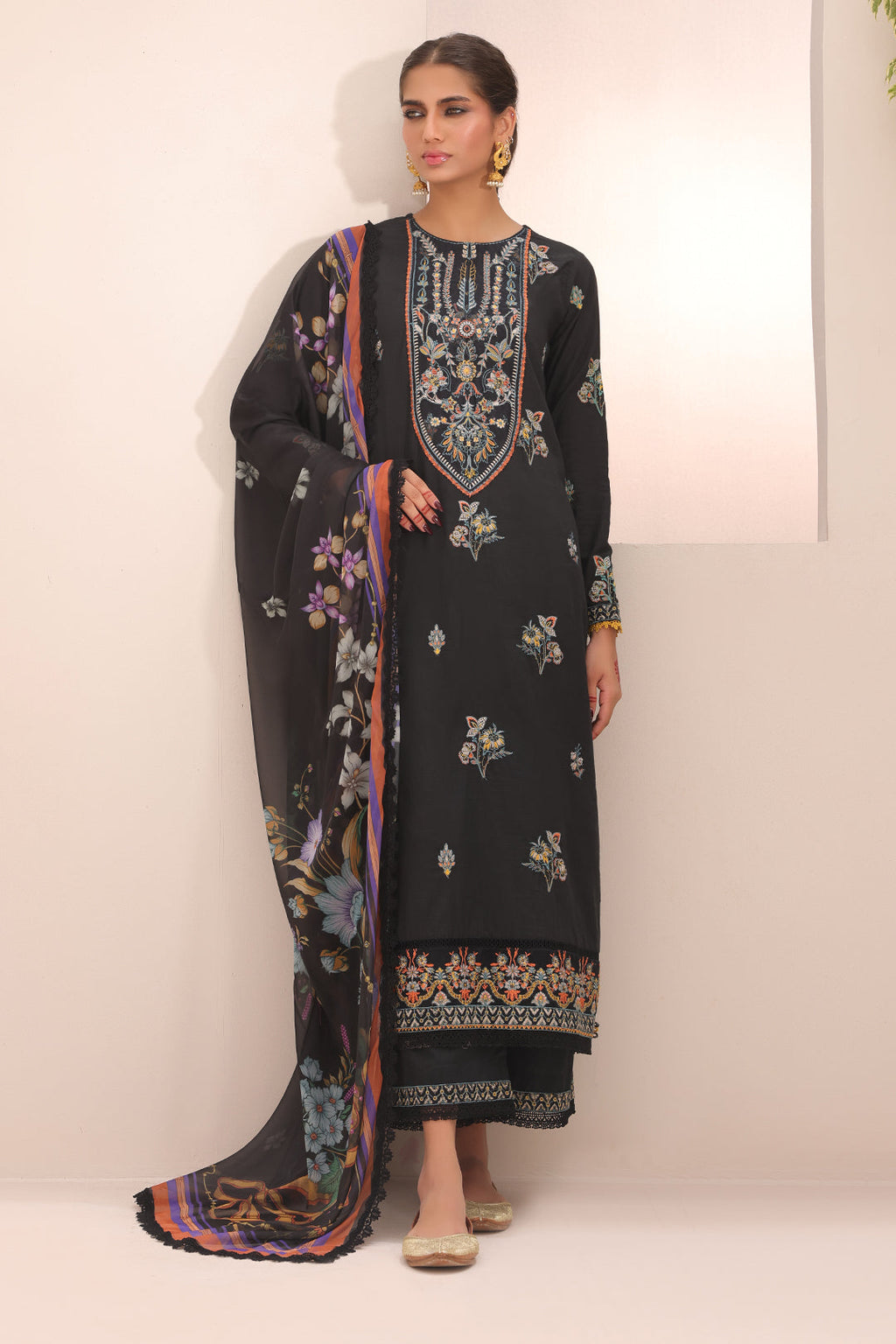 Zellbury | Unstitched 3 Piece Cambric | Embroidered Shirt Shalwar Dupatta - 1547 - Libasekhas