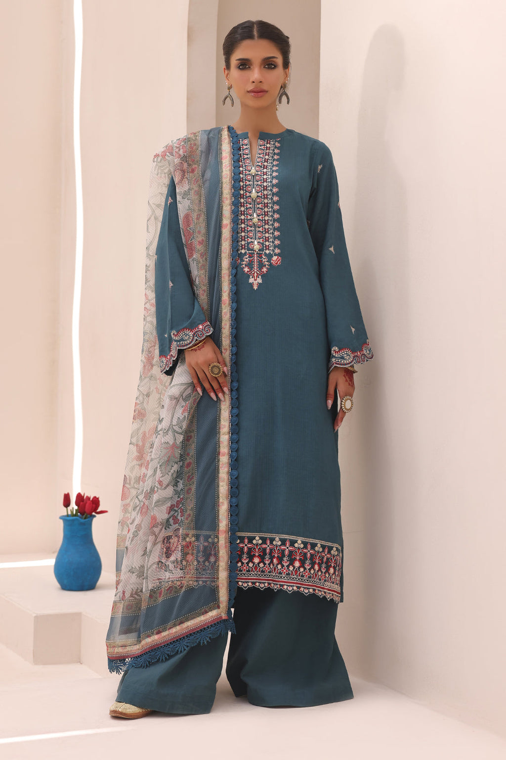 Zellbury | Unstitched 3 Piece Lawn | Embroidered Shirt Shalwar Dupatta - 1549 - Libasekhas