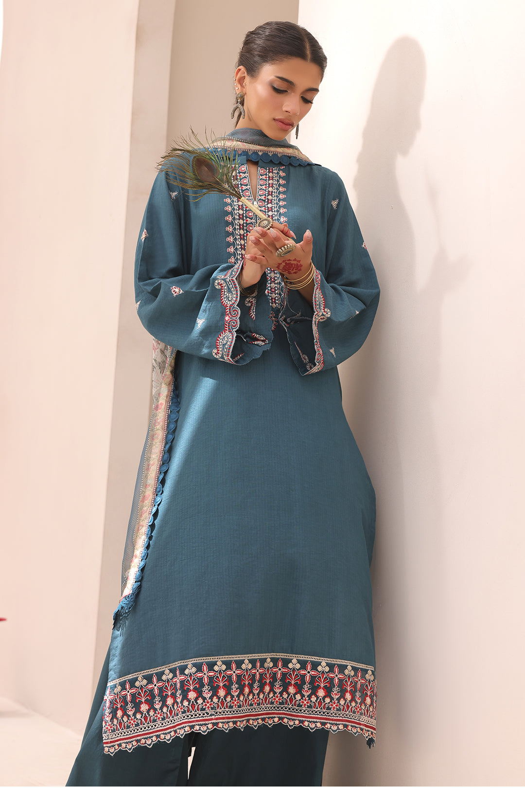 Zellbury | Unstitched 3 Piece Lawn | Embroidered Shirt Shalwar Dupatta - 1549 - Libasekhas