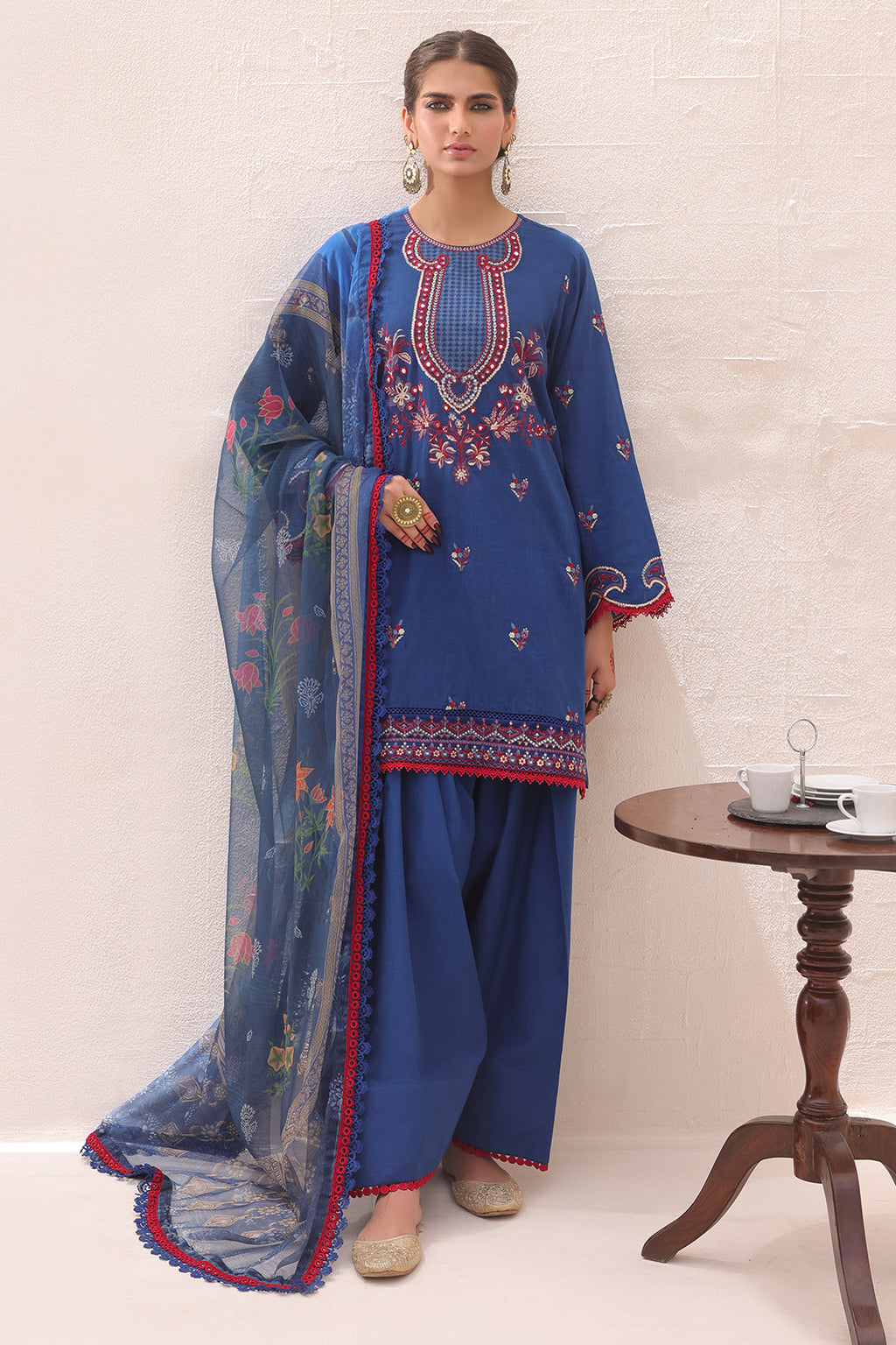Zellbury | Unstitched 3 Piece Lawn | Embroidered Shirt Shalwar Dupatta - 1551 - Libasekhas