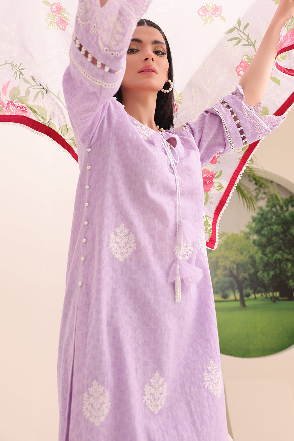 Zellbury | Unstitched 3 Piece Jacquard | Embroidered Shirt Shalwar Dupatta - 1764 - Libasekhas