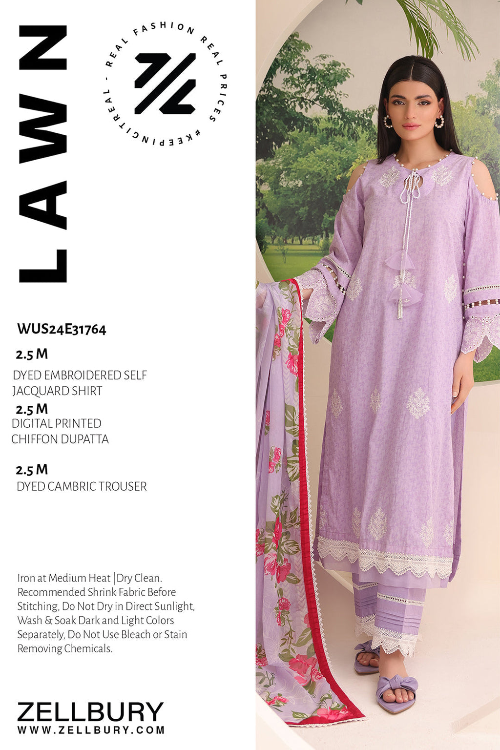 Zellbury | Unstitched 3 Piece Jacquard | Embroidered Shirt Shalwar Dupatta - 1764 - Libasekhas