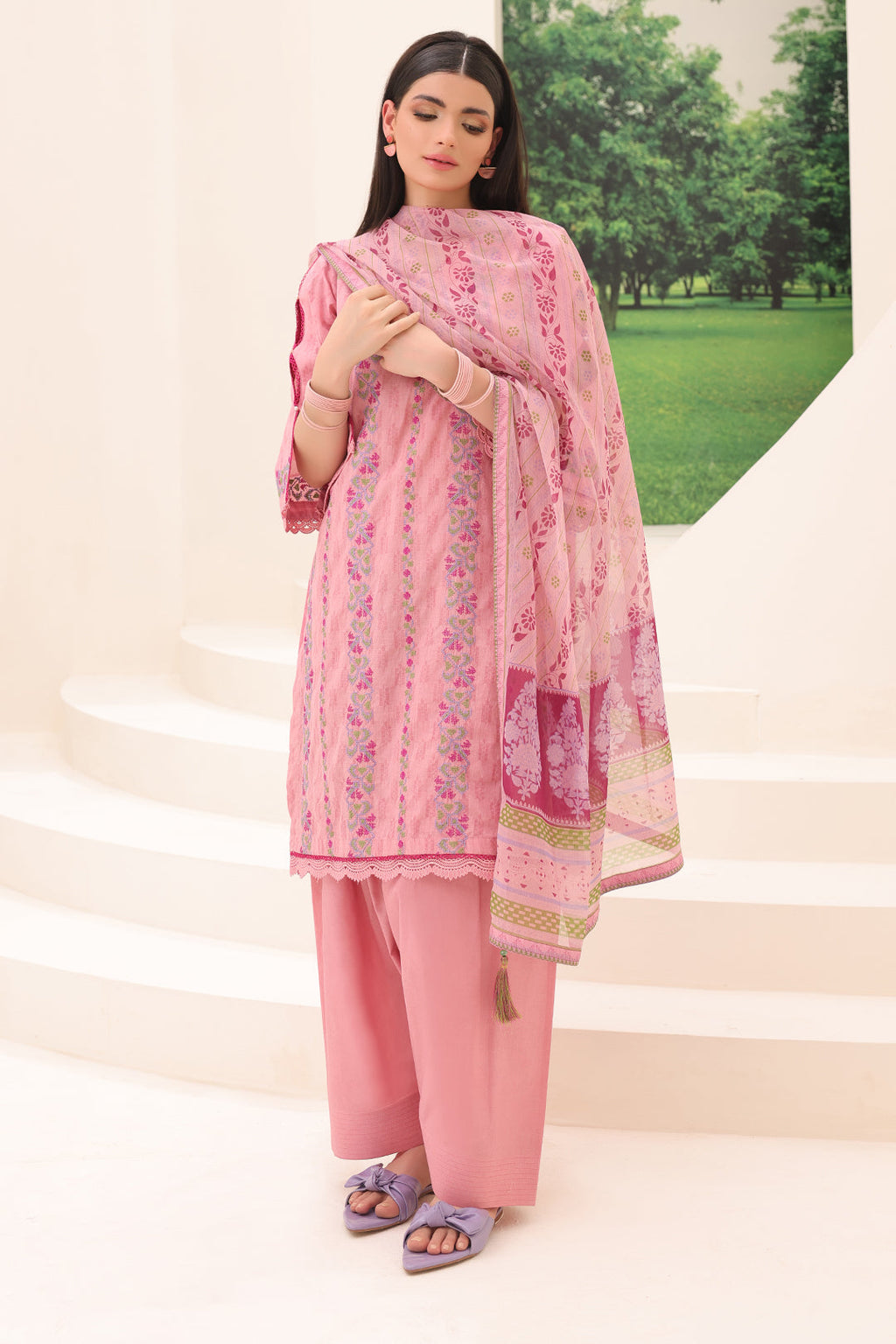 Zellbury | Unstitched 3 Piece Jacquard | Embroidered Shirt Shalwar Dupatta - 1765 - Libasekhas