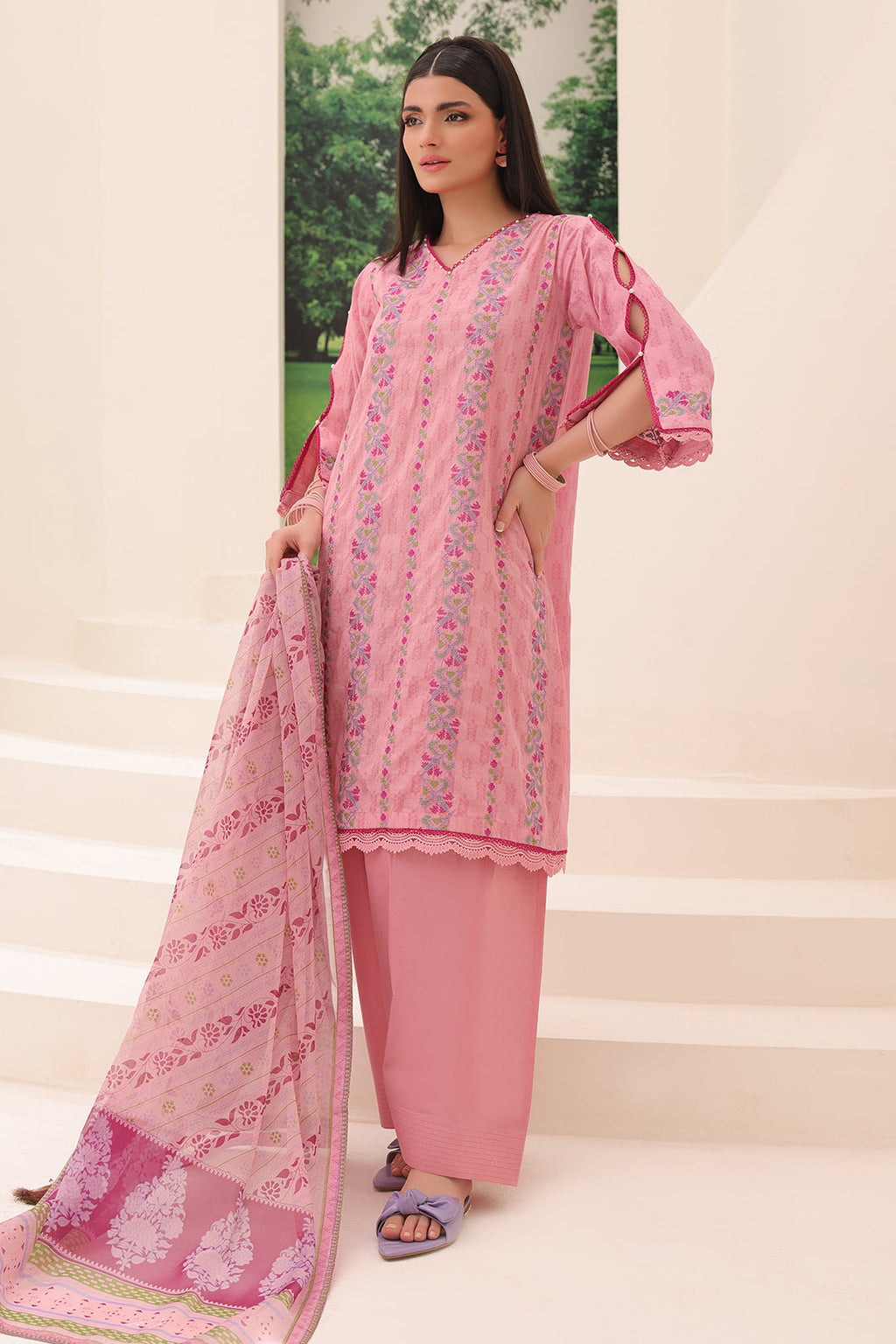 Zellbury | Unstitched 3 Piece Jacquard | Embroidered Shirt Shalwar Dupatta - 1765 - Libasekhas