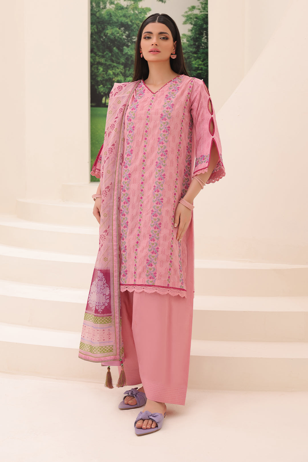 Zellbury | Unstitched 3 Piece Jacquard | Embroidered Shirt Shalwar Dupatta - 1765 - Libasekhas