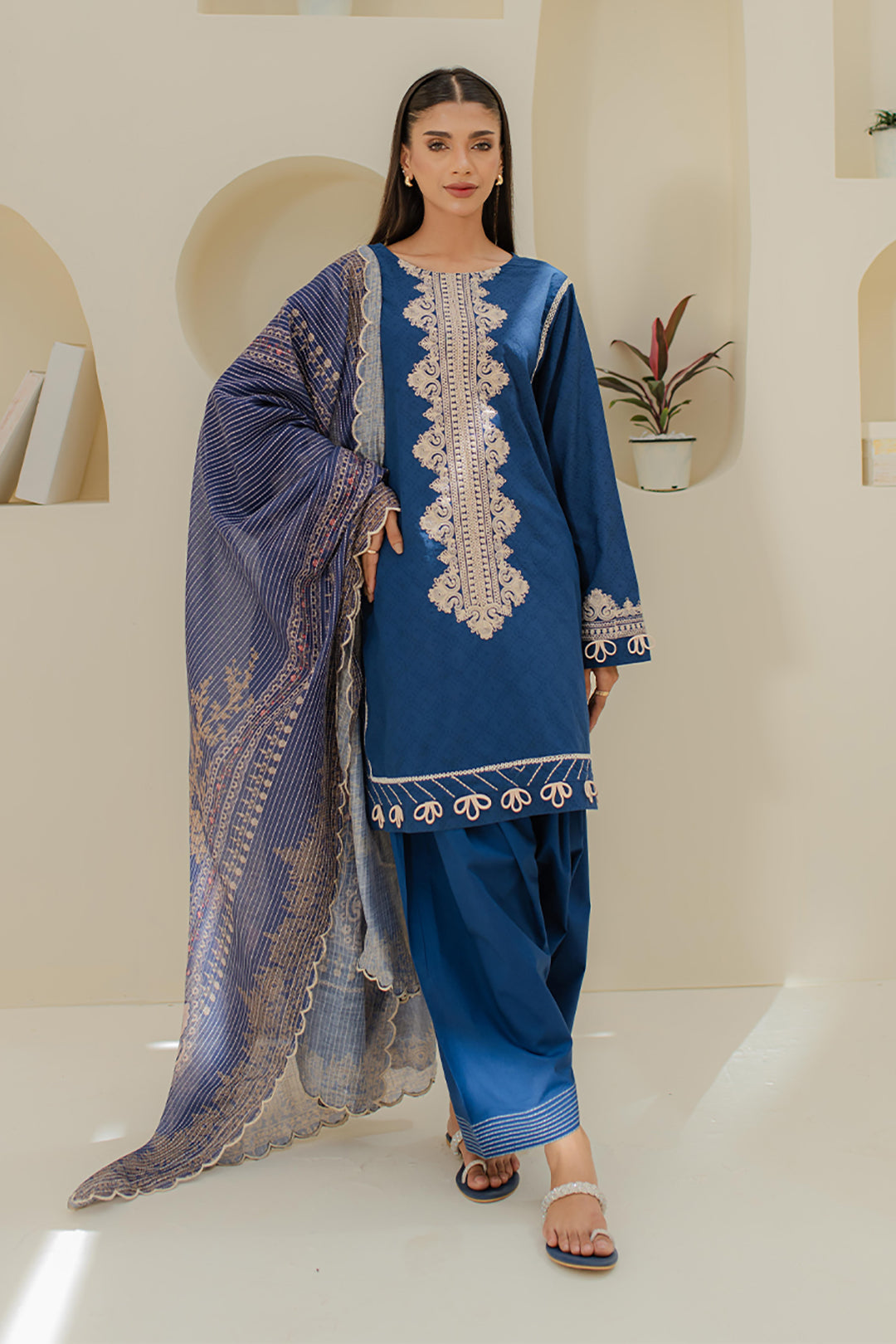 Zellbury | Unstitched 3 Piece Jacquard | Embroidered Shirt Shalwar Dupatta - 1767 - Libasekhas