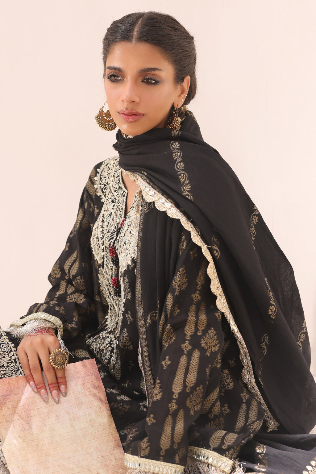 Zellbury | Unstitched 3 Piece Jacquard | Embroidered Shirt Shalwar Dupatta - 1799 - Libasekhas