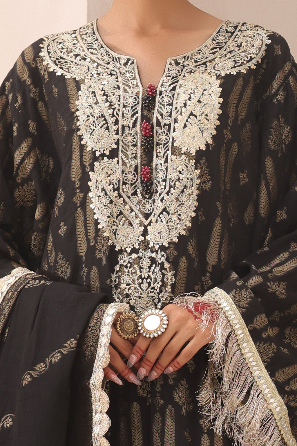 Zellbury | Unstitched 3 Piece Jacquard | Embroidered Shirt Shalwar Dupatta - 1799 - Libasekhas