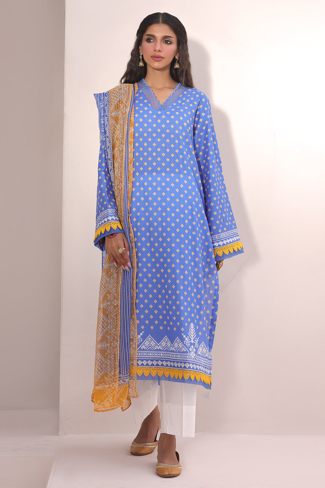 Zellbury | Unstitched 2 Piece Lawn | Shirt Dupatta - 1151 - Libasekhas