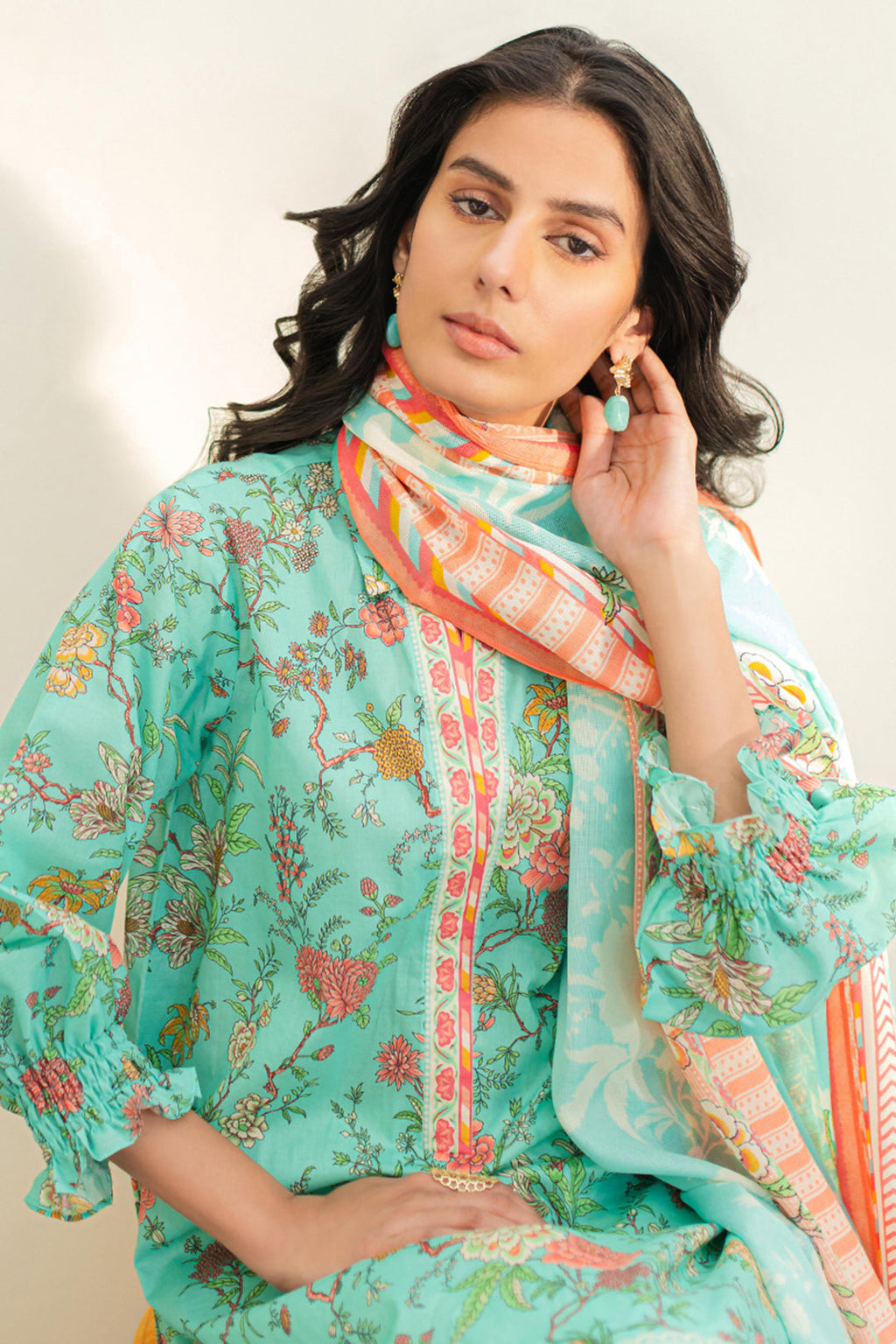 Zellbury | Unstitched 2 Piece Lawn | Shirt Dupatta - 1157 - Libasekhas
