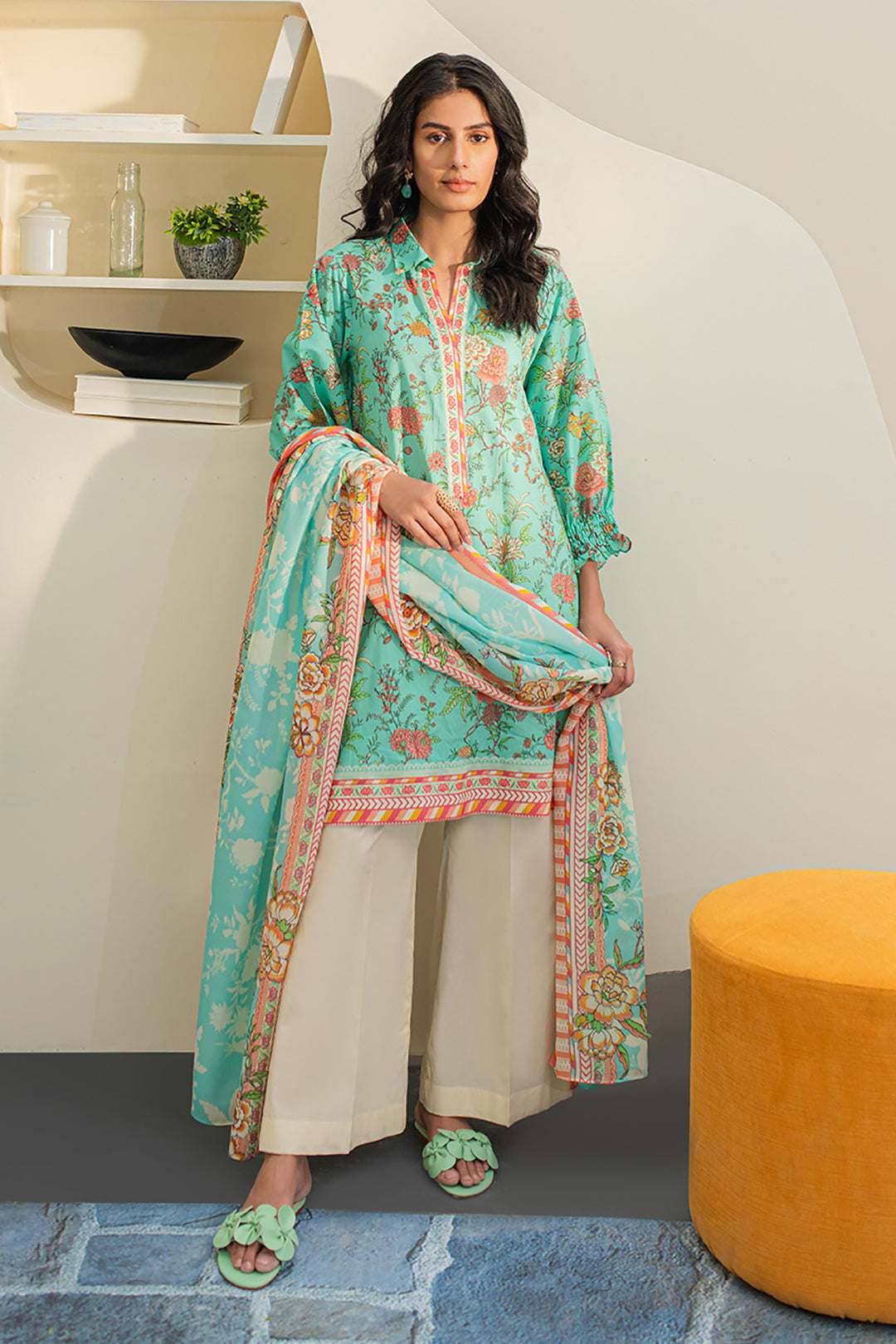 Zellbury | Unstitched 2 Piece Lawn | Shirt Dupatta - 1157 - Libasekhas