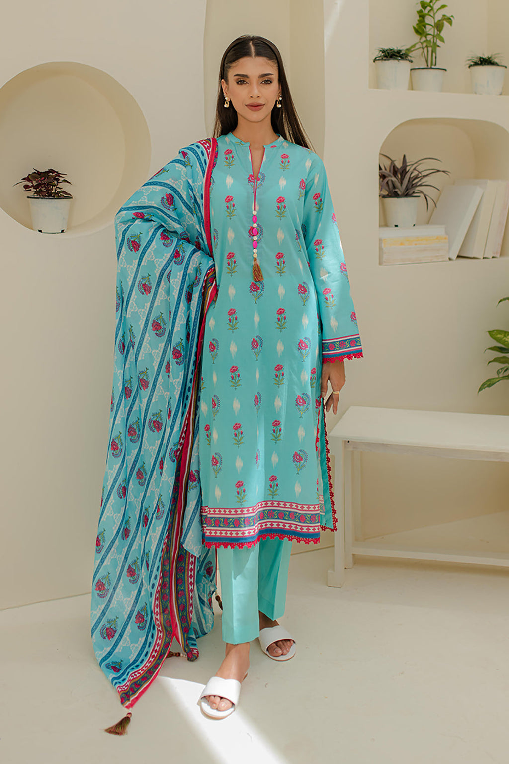 Zellbury | Unstitched 3 Piece Lawn | Shirt Shalwar Dupatta - 1193 - Libasekhas