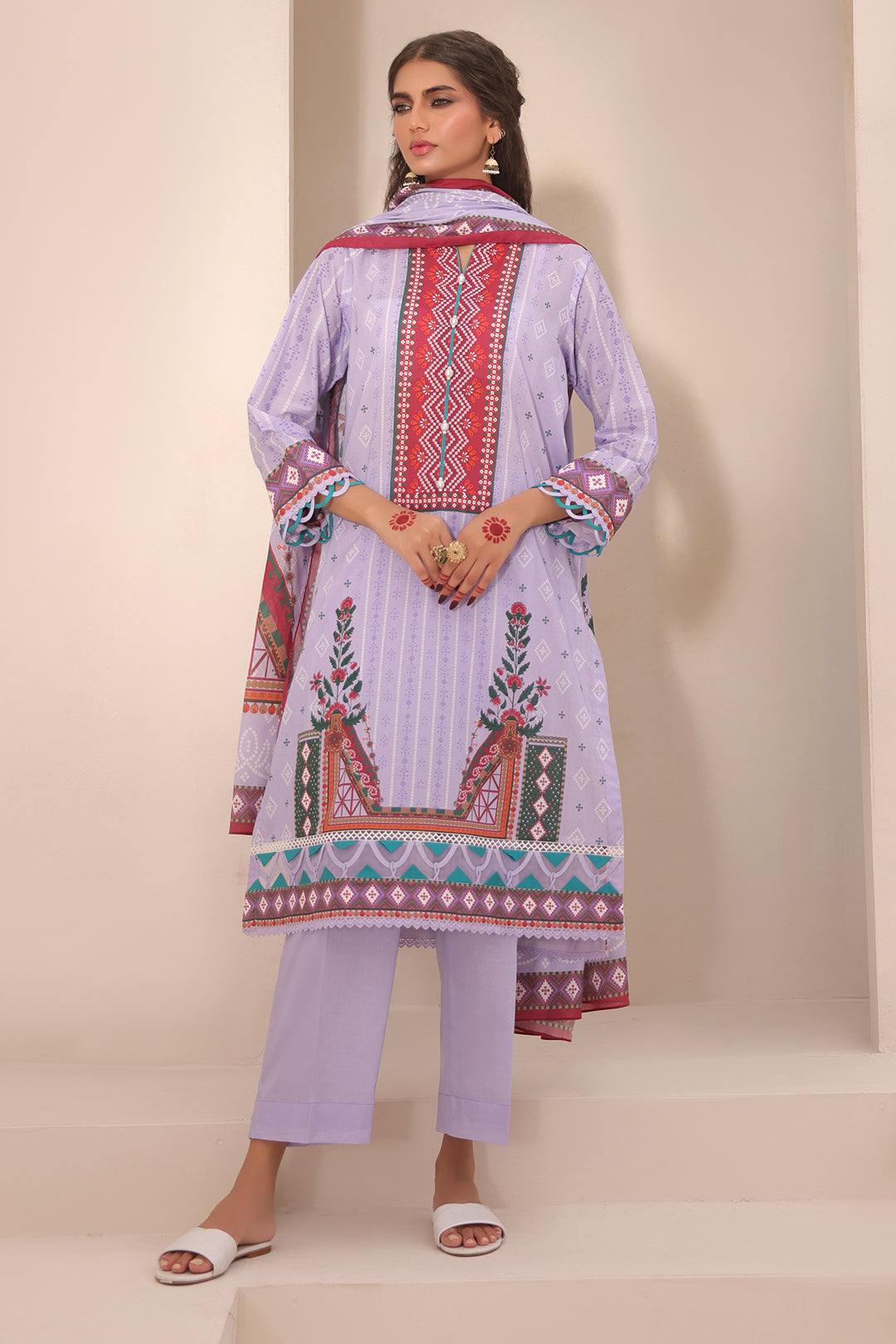 Zellbury | Unstitched 3 Piece Lawn | Shirt Shalwar Dupatta - 1213 - Libasekhas