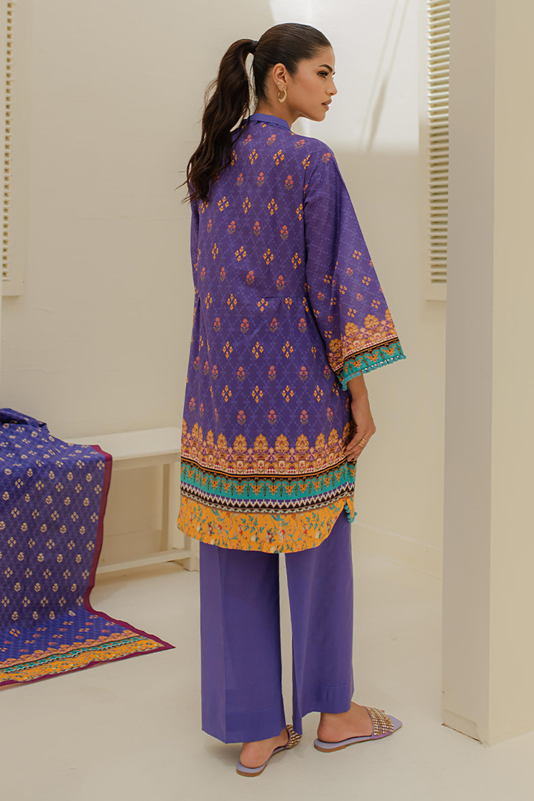Zellbury | Unstitched 3 Piece Lawn | Shirt Shalwar Dupatta - 1215 - Libasekhas