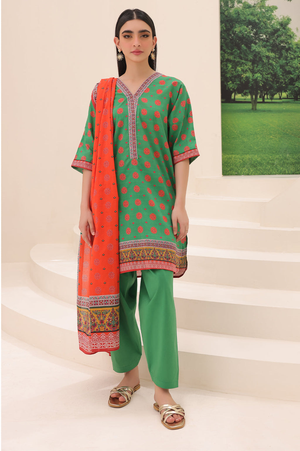 Zellbury | Unstitched 3 Piece Lawn | Shirt Shalwar Dupatta - 1221 - Libasekhas