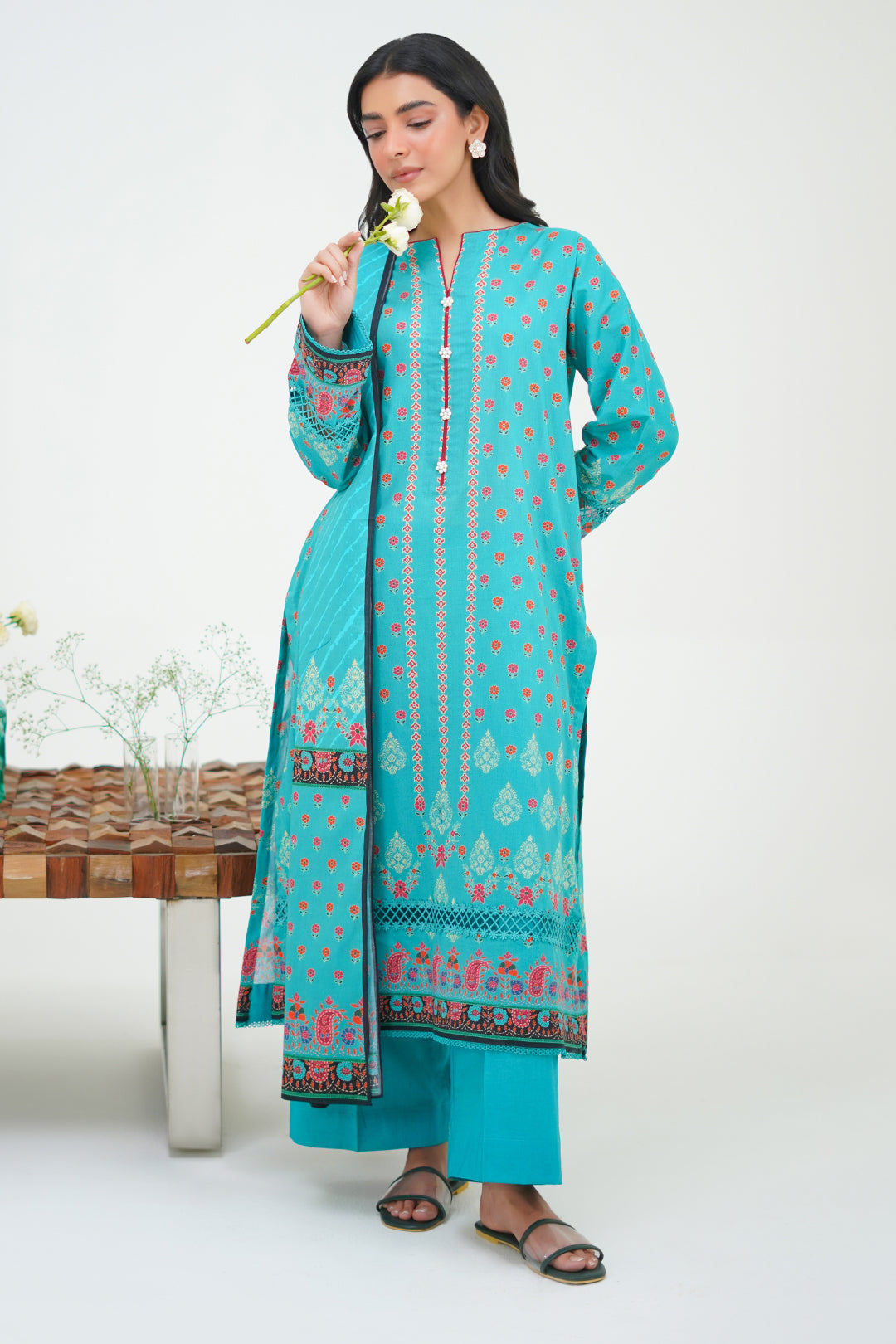 Zellbury | Unstitched 3 Piece Lawn | Shirt Shalwar Dupatta - 1227 - Libasekhas