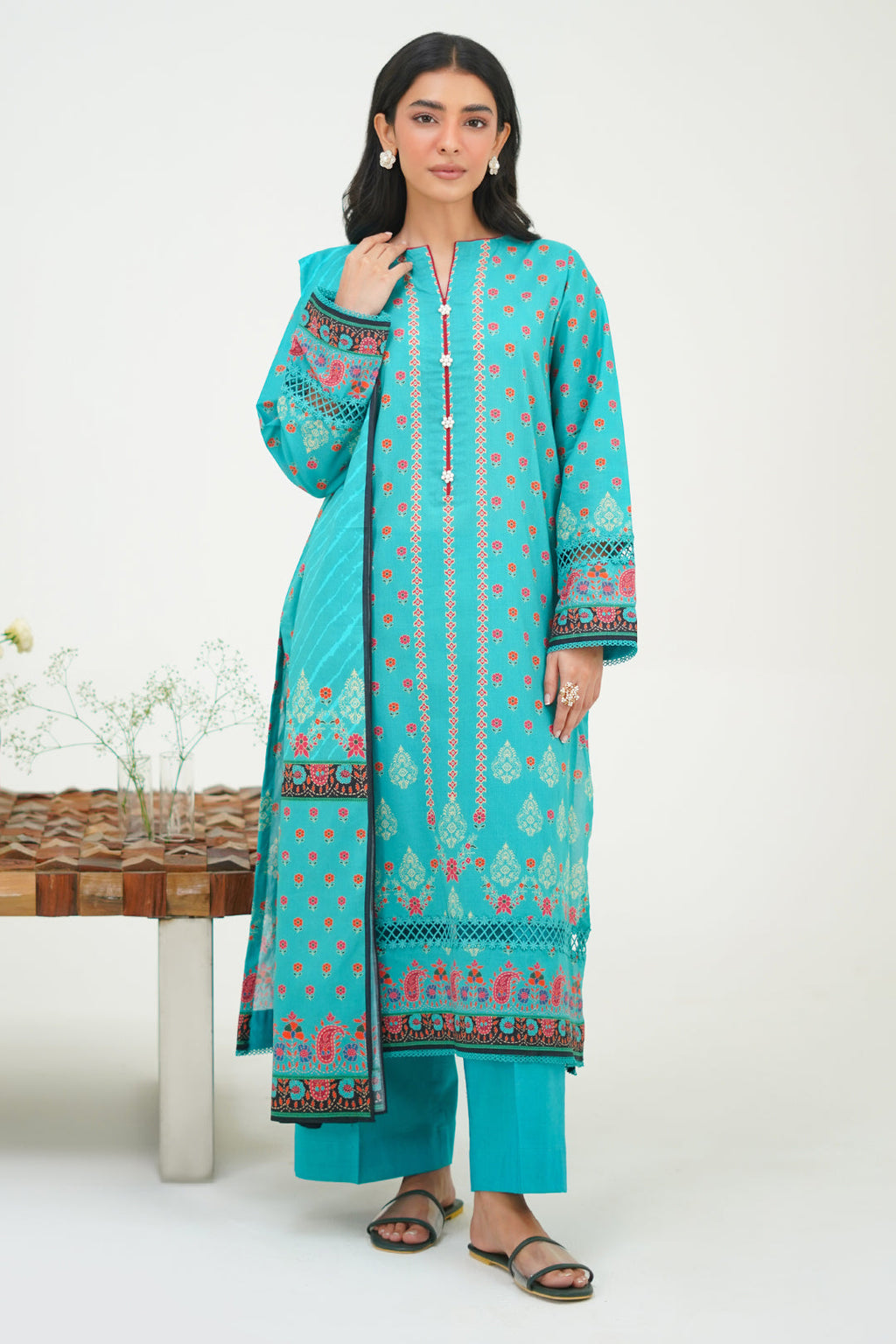 Zellbury | Unstitched 3 Piece Lawn | Shirt Shalwar Dupatta - 1227 - Libasekhas