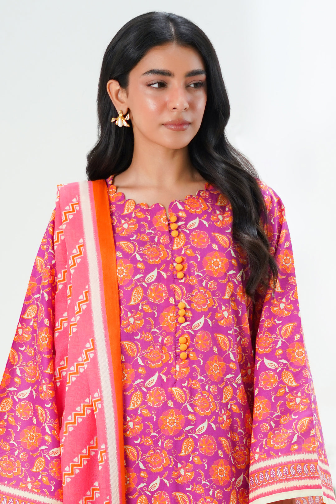 Zellbury | Unstitched 3 Piece Lawn | Shirt Shalwar Dupatta - 1421 - Libasekhas