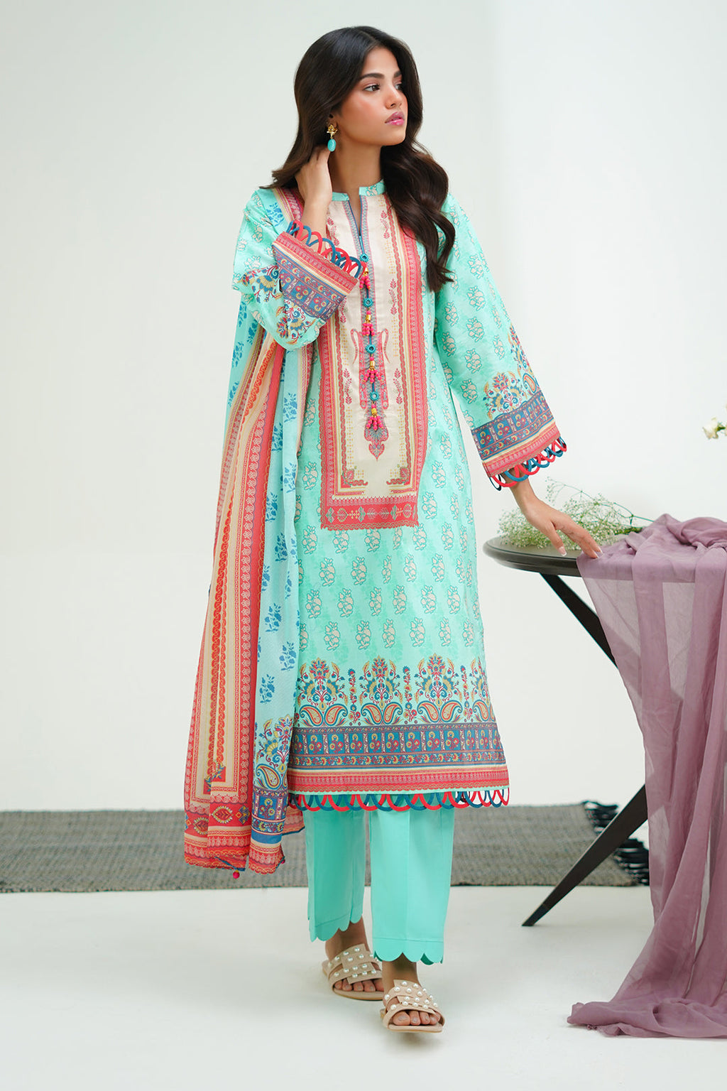Zellbury | Unstitched 3 Piece Lawn | Shirt Shalwar Dupatta - 1504 - Libasekhas