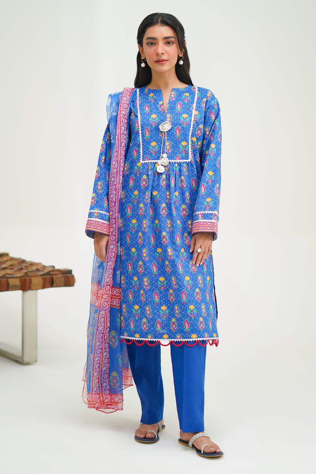Zellbury | Unstitched 3 Piece Lawn | Shirt Shalwar Dupatta - 1505 - Libasekhas