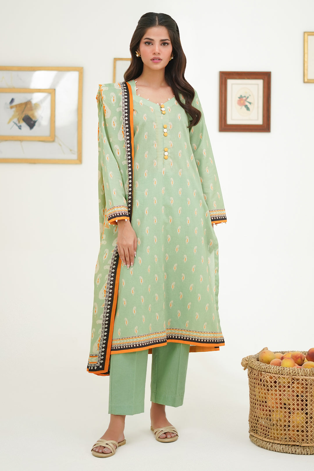 Zellbury | Unstitched 3 Piece Lawn | Shirt Shalwar Dupatta - 1572 - Libasekhas
