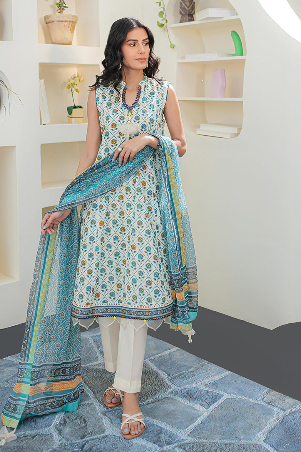 Zellbury | Unstitched 3 Piece Lawn | Shirt Shalwar Dupatta - 1663 - Libasekhas