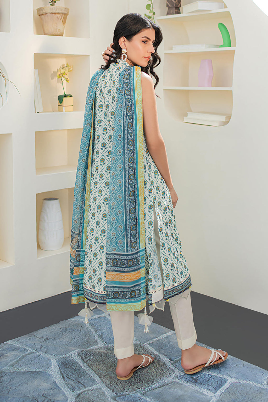 Zellbury | Unstitched 3 Piece Lawn | Shirt Shalwar Dupatta - 1663 - Libasekhas