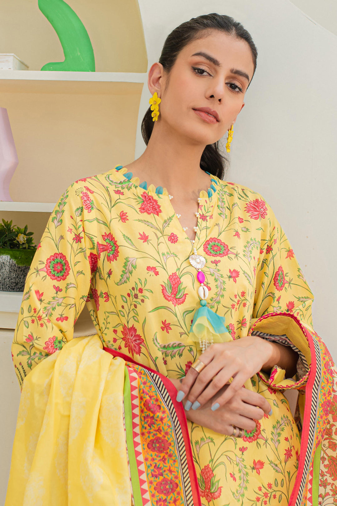 Zellbury | Unstitched 3 Piece Lawn | Shirt Shalwar Dupatta - 1675 - Libasekhas