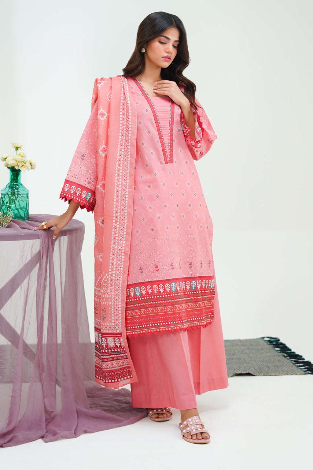 Zellbury | Unstitched 3 Piece Lawn | Shirt Shalwar Dupatta - 1719 - Libasekhas