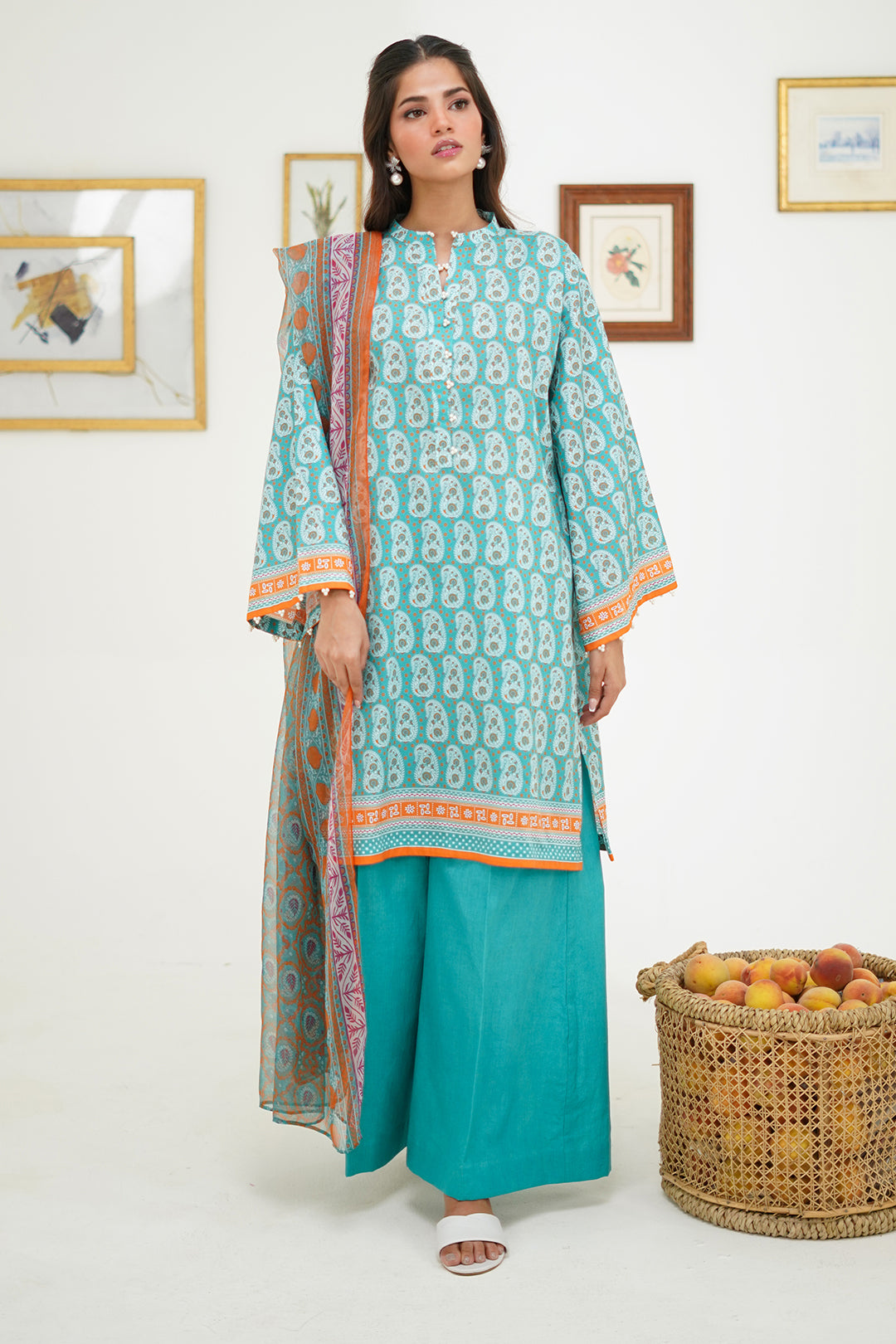 Zellbury | Unstitched 3 Piece Lawn | Shirt Shalwar Dupatta - 1721 - Libasekhas