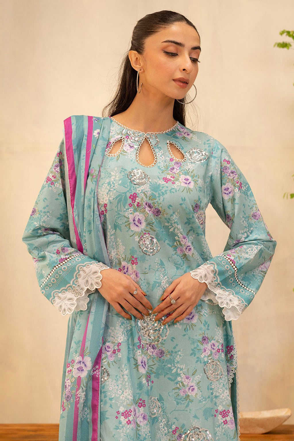 Zellbury | Unstitched 2 Piece Lawn | Embroidered Shirt Dupatta - 0021 - Libasekhas
