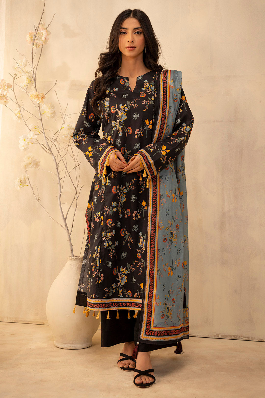 Zellbury | Unstitched 2 Piece Lawn | Shirt Dupatta - 0007 - Libasekhas
