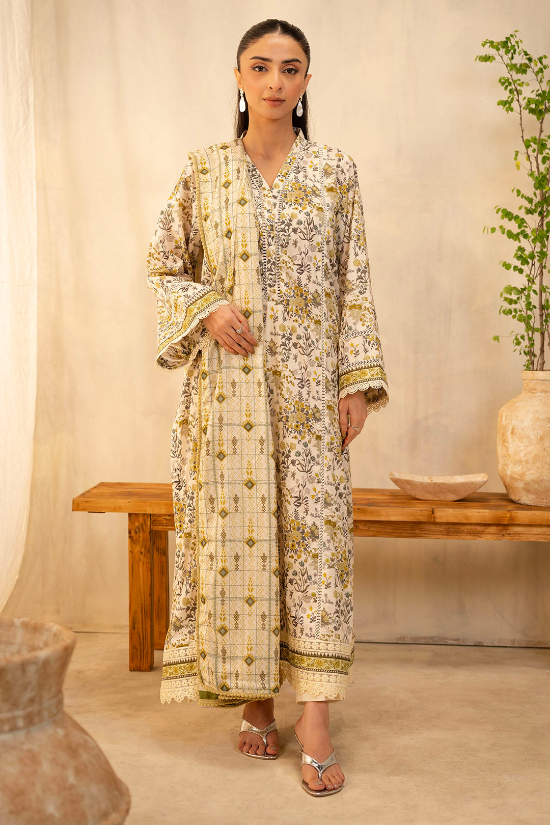 Zellbury | Unstitched 2 Piece Lawn | Shirt Dupatta - 0085 - Libasekhas