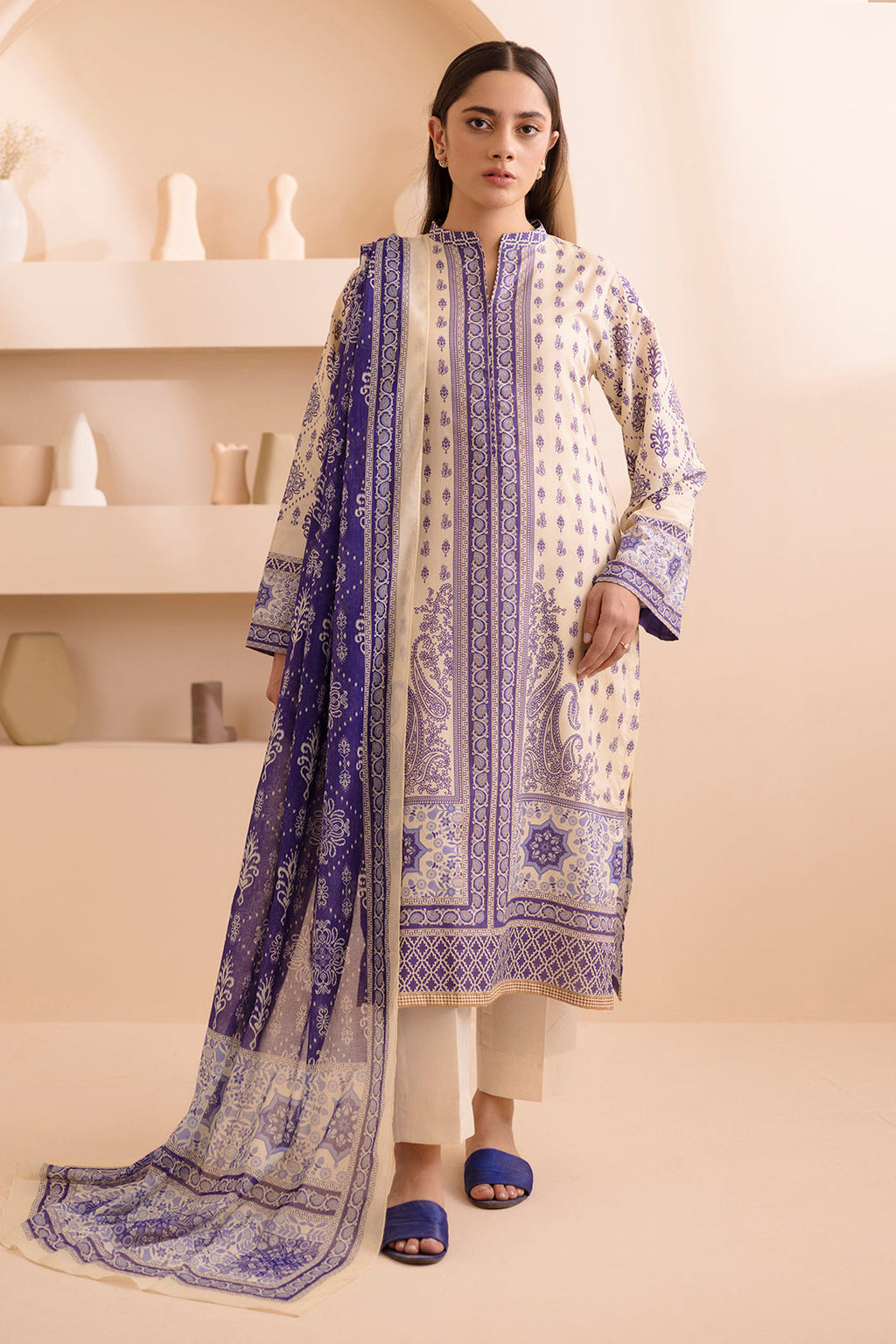 Zellbury | Unstitched 2 Piece Lawn | Shirt Dupatta - 0158 - Libasekhas